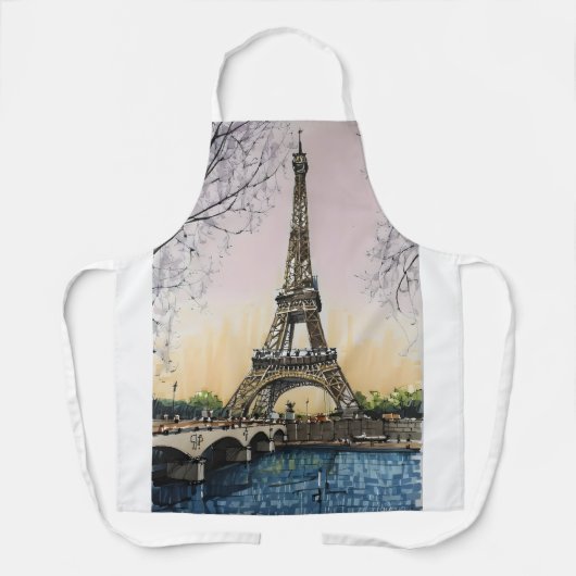 Eiffel Tower Sketch – Paris Landmark Schort (Voorkant)