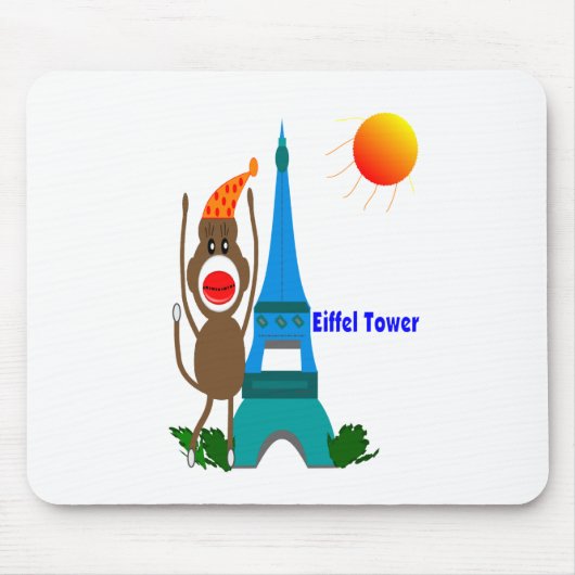 Eiffel Tower Sock Monkey-cadeautjes Muismat (Voorkant)