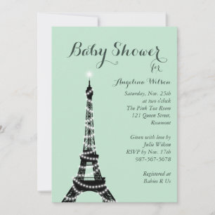 Eiffel Tower Sparkles Baby shower Kaart