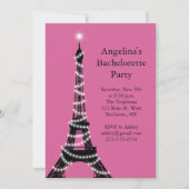 Eiffel Tower Sparkles Bachelorette Invite fuchsia Kaart (Voorkant)