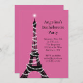 Eiffel Tower Sparkles Bachelorette Invite fuchsia Kaart (Voorkant / Achterkant)