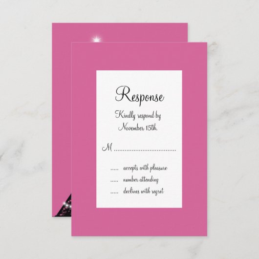 Eiffel Tower Sparkles RSVP (fuchsia) (Voorkant / Achterkant)