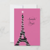 Eiffel Tower Sparkles RSVP (fuchsia) Kaartje (Achterkant)