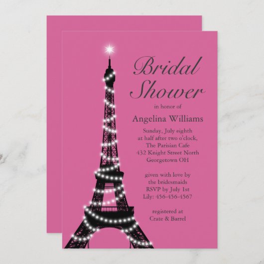 Eiffel Tower Sparkles Vrijgezellenfeest nodigt fuc Kaart (Voorkant / Achterkant)