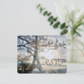 Eiffel Tower Spring Sunrise Waterverf RSVP Kaartje (Staand voorkant)