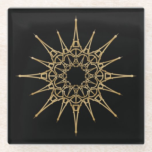 Eiffel Tower Star-patroon Glazen Onderzetter (Voorkant)