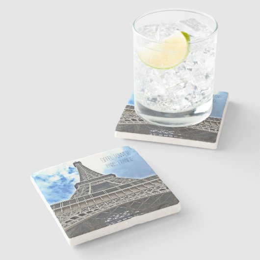 Eiffel Tower Stone Onderzetter - Pas het aan! (Zijkant)