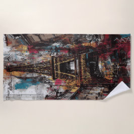 Eiffel Tower Street Art Paris Urban Graffiti  Strandlaken