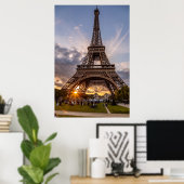 Eiffel Tower Sunset Starburst Poster (Thuiskantoor)