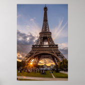 Eiffel Tower Sunset Starburst Poster (Voorkant)