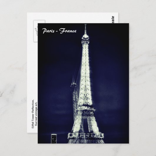 Eiffel Tower - Surreal Art, Parijs, Franse Briefka Briefkaart (Voorkant / Achterkant)