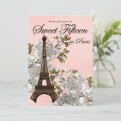 Eiffel Tower Sweet 15 15 uitnodigingen (Staand voorkant)