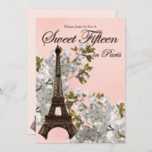 Eiffel Tower Sweet 15 15 uitnodigingen (Voorkant / Achterkant)
