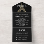 Eiffel Tower Sweet 16 Floral Sixteen Paris Frankri All In One Uitnodiging (Binnen)