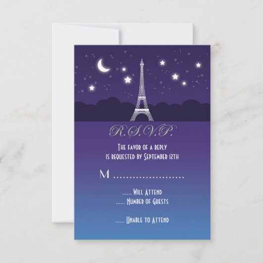 Eiffel Tower Sweet Sixteen RSVP-kaart RSVP Kaartje (Voorkant)