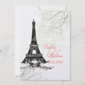 Eiffel Tower+swirls Champagne Shimmer Kaart (Voorkant)