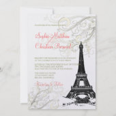Eiffel Tower+swirls Champagne Shimmer Kaart (Achterkant)