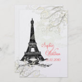 Eiffel Tower+swirls Champagne Shimmer Kaart (Voorkant / Achterkant)