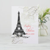 Eiffel Tower+swirls Champagne Shimmer Kaart (Staand voorkant)