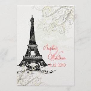 Eiffel Tower+swirls Champagne Shimmer Kaart