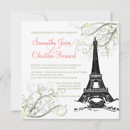 EIFFEL TOWER+SWIRLS/DIY ACHTERGRONDKLEUR KAART (Achterkant)