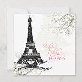 EIFFEL TOWER+SWIRLS/DIY ACHTERGRONDKLEUR KAART (Voorkant)