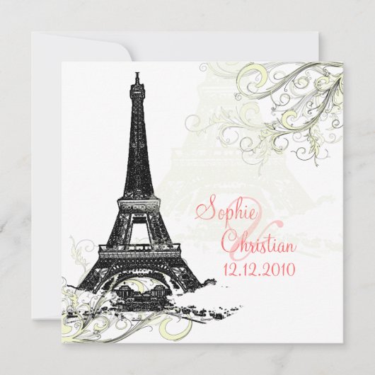 EIFFEL TOWER+SWIRLS/DIY ACHTERGRONDKLEUR KAART (Voorkant)