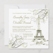 EIFFEL TOWER/SWIRLS/Luxe Champagne Paper Kaart (Achterkant)