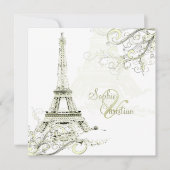 EIFFEL TOWER/SWIRLS/Luxe Champagne Paper Kaart (Voorkant)