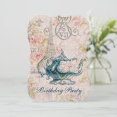 eiffel tower tea pot  verjaardag kaart (Staand voorkant)