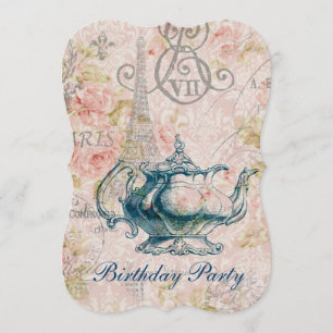 eiffel tower tea pot  verjaardag kaart