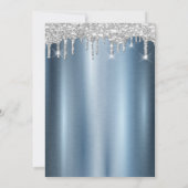 Eiffel Tower, Tiara, Drips Blue Metallic Quinceañe Kaart (Achterkant)