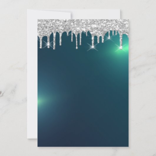 Eiffel Tower, Tiara, Drips Green Quinceañera Kaart (Achterkant)