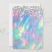 Eiffel Tower, Tiara, Drips Holographic Quinceañera Kaart (Achterkant)