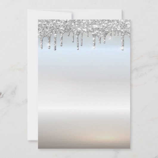 Eiffel Tower, Tiara, Drips Silver Quinceañera Kaart (Achterkant)