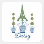 Eiffel Tower Topiary Ginger Jars art Pickleball Vierkante Sticker (Voorkant)