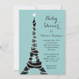 Eiffel Tower Twinkles Baby shower Kaart