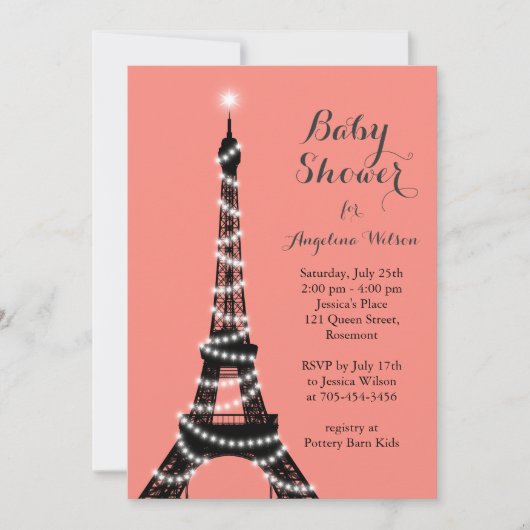 Eiffel Tower Twinkles Baby shower Kaart (Voorkant)