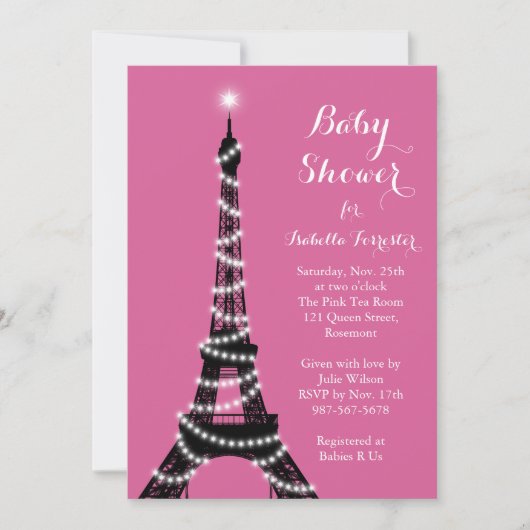 Eiffel Tower Twinkles Baby shower Kaart (Voorkant)