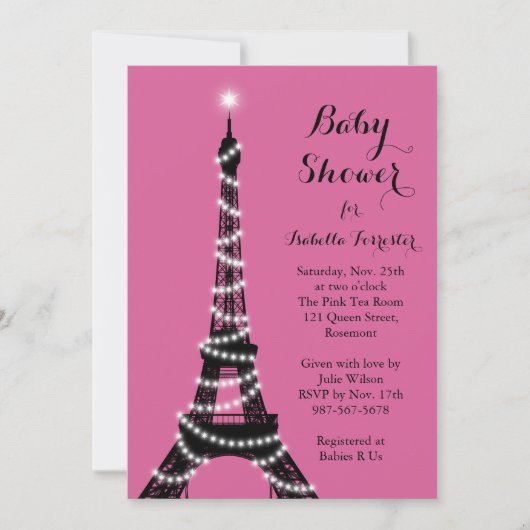 Eiffel Tower Twinkles Baby shower Kaart (Voorkant)