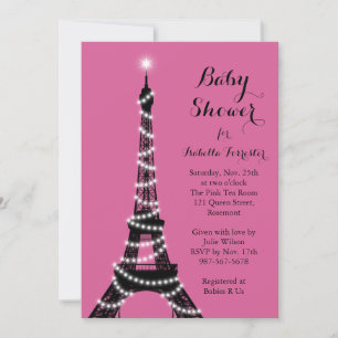 Eiffel Tower Twinkles Baby shower Kaart