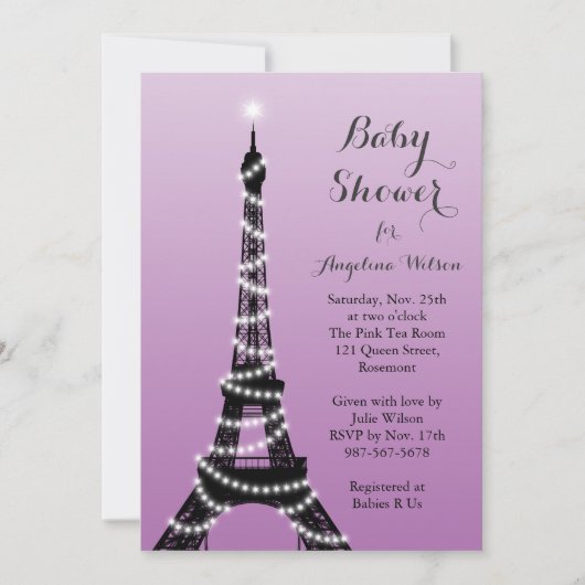 Eiffel Tower Twinkles Baby shower Uitnodiging (Voorkant)