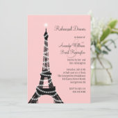 Eiffel Tower Twinkles Rehearsal Dinner Invitation Kaart (Staand voorkant)