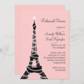 Eiffel Tower Twinkles Rehearsal Dinner Invitation Kaart (Voorkant / Achterkant)