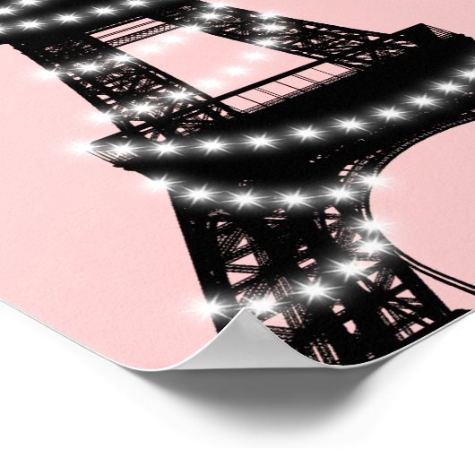 Eiffel Tower Twinkles Zitkast roze Poster (Hoek)