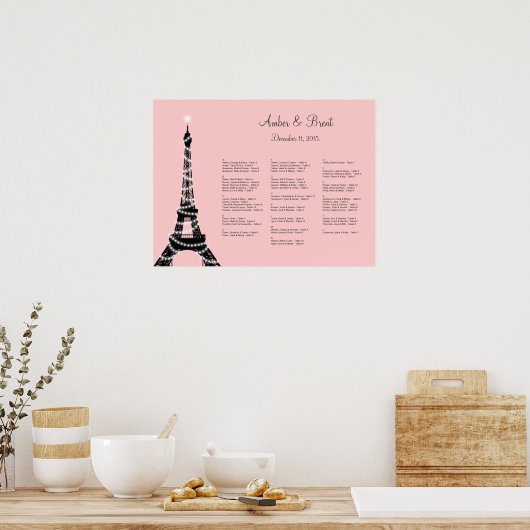 Eiffel Tower Twinkles Zitkast roze Poster (Keuken)