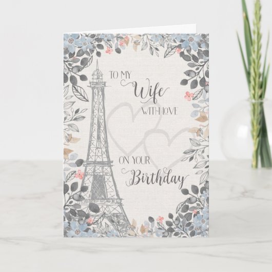 Eiffel Tower van de vrouw Romantic Birthday Kaart (Voorkant)