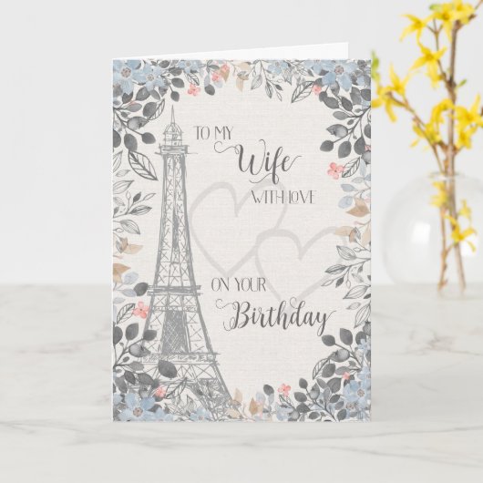 Eiffel Tower van de vrouw Romantic Birthday Kaart (Gele Bloem)