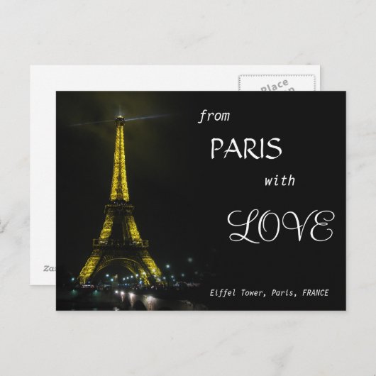 EIFFEL TOWER - van Parijs met LOVE Briefkaart (Voorkant / Achterkant)