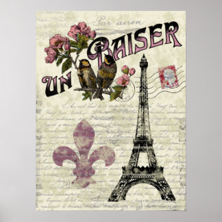 Eiffel Tower Vintage French Poster